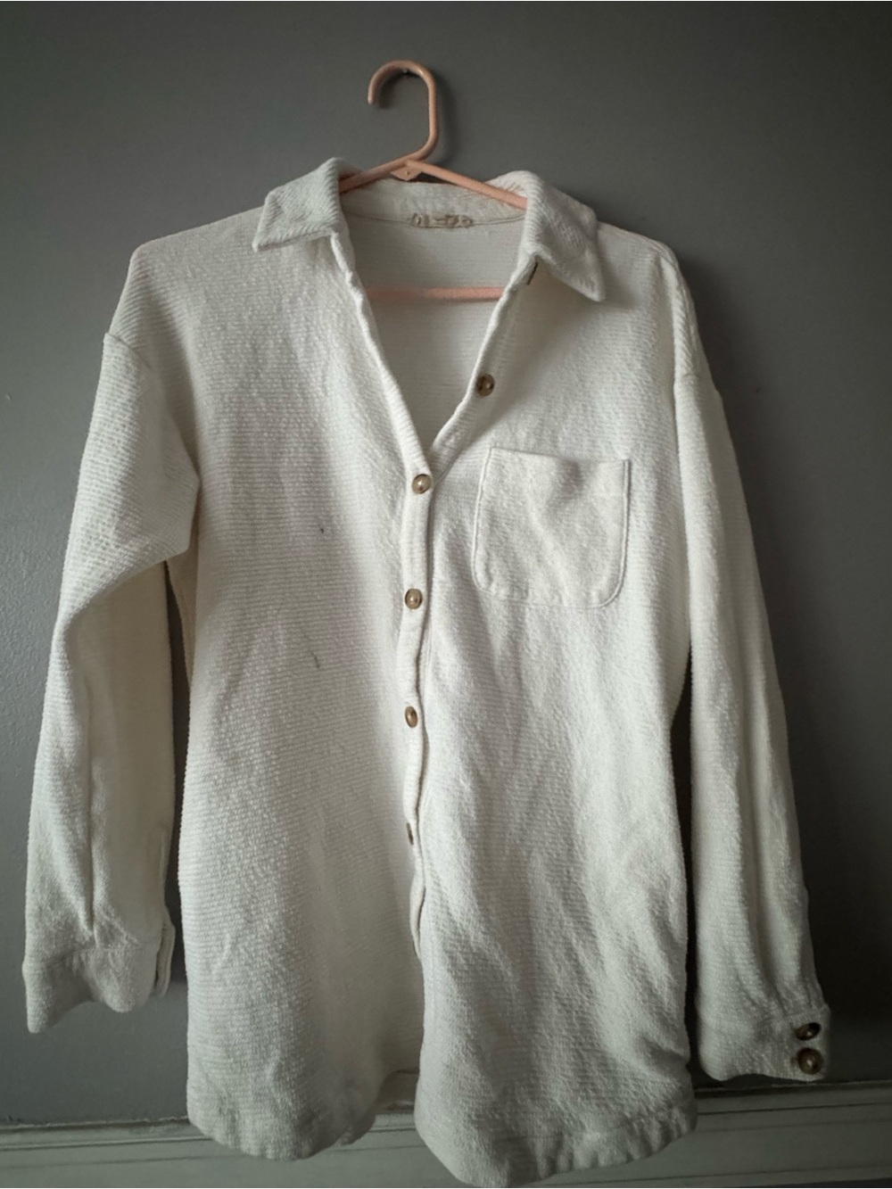 Madewell Cream Button-Down Shirt Jacket